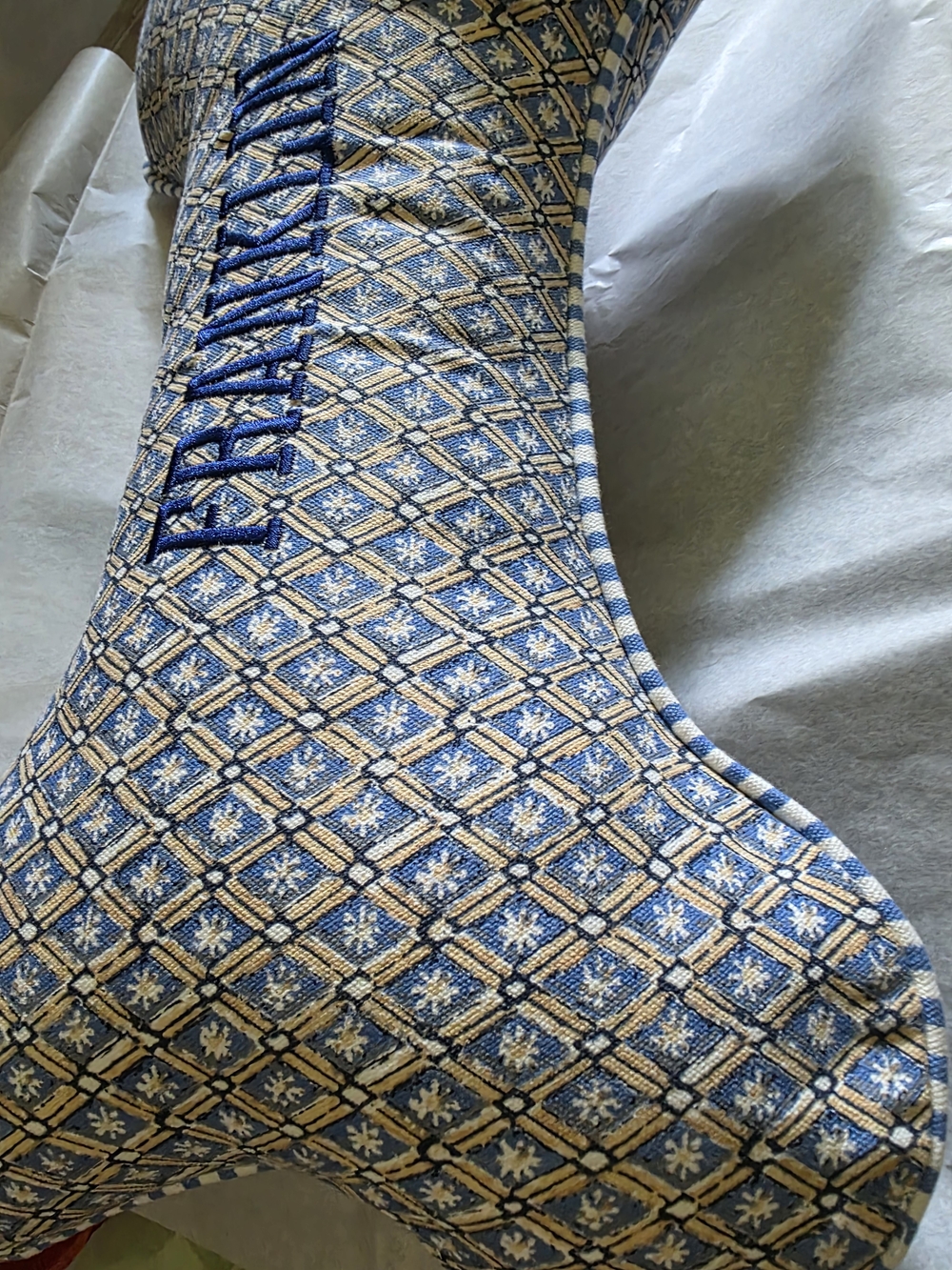 Mark & Graham Blue and Beige Diamond-Pattern Accent Pillow